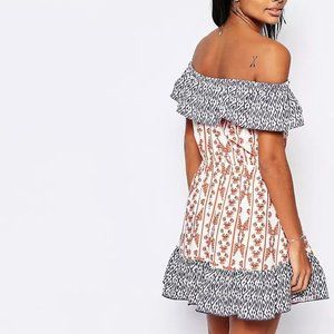 Tularosa Taylor Off Shoulder Ruffle Dress in Print, Size